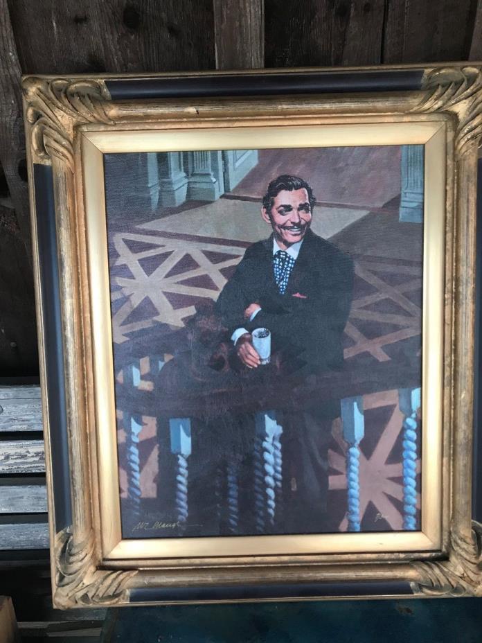 Painted Picture Of Rhett Butler by William Maughn with lovely gold frame