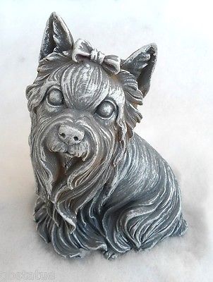 Latex yorkie mold with plastic backup sitting dog mold concrete plaster mould