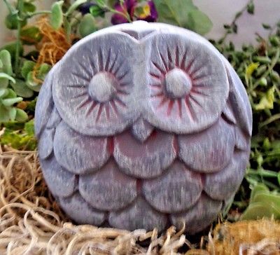 Latex only fat owl statue mold plaster concrete  cement mould