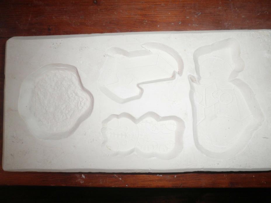 Vintage Ceramic Slip Casting Mold Christmas Ornaments Snowman Teddy Bear #716