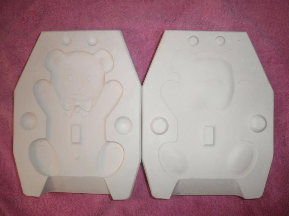 Vintage Ceramic Slip Casting Mold Teddy Bear Light Switch Plate Duncan #885 1983