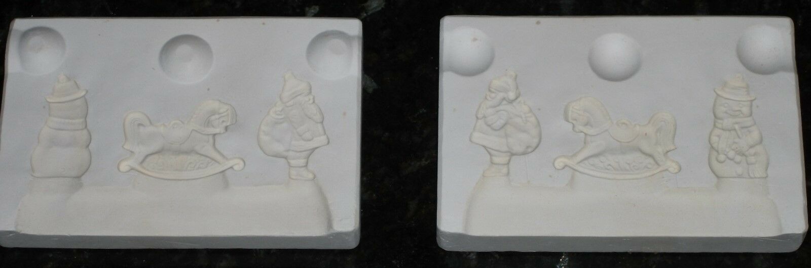 Alberta's molds for ceramic castings - #A-143 - Santa, Rocking Horse, Snowman