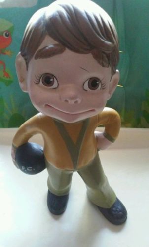 Atlantic molds ceramic bowling  smiley kid with ball vintage 1960s 70s free ship