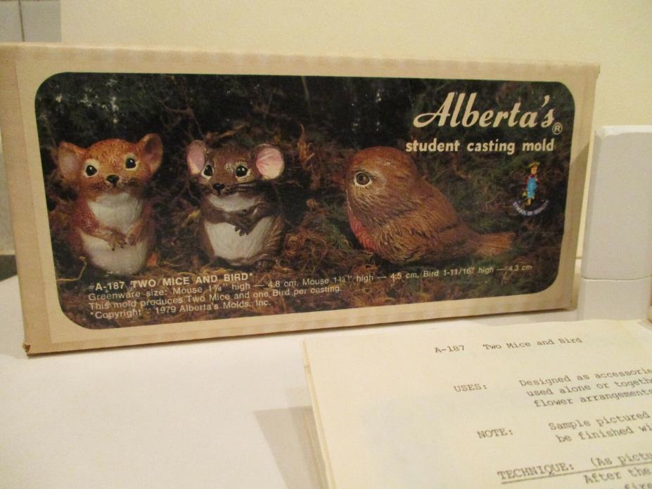 Vintage 1979 Alberta's Student Casting Mold Mouse & Bird Brand New in Box