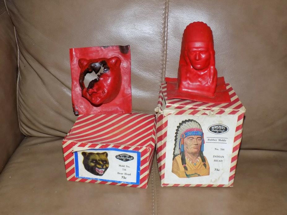 Bersted's Hobby Craft Rubber Molds Indian Head and Bear in Box