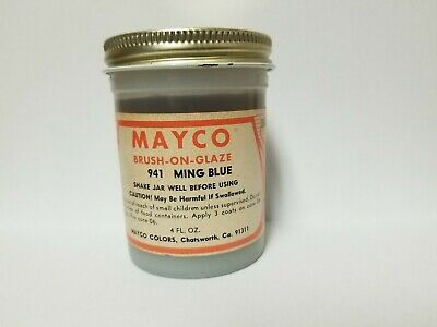 Mayco Brush On Glaze  Vintage 4 OZ. 941 Ming Blue Crackle