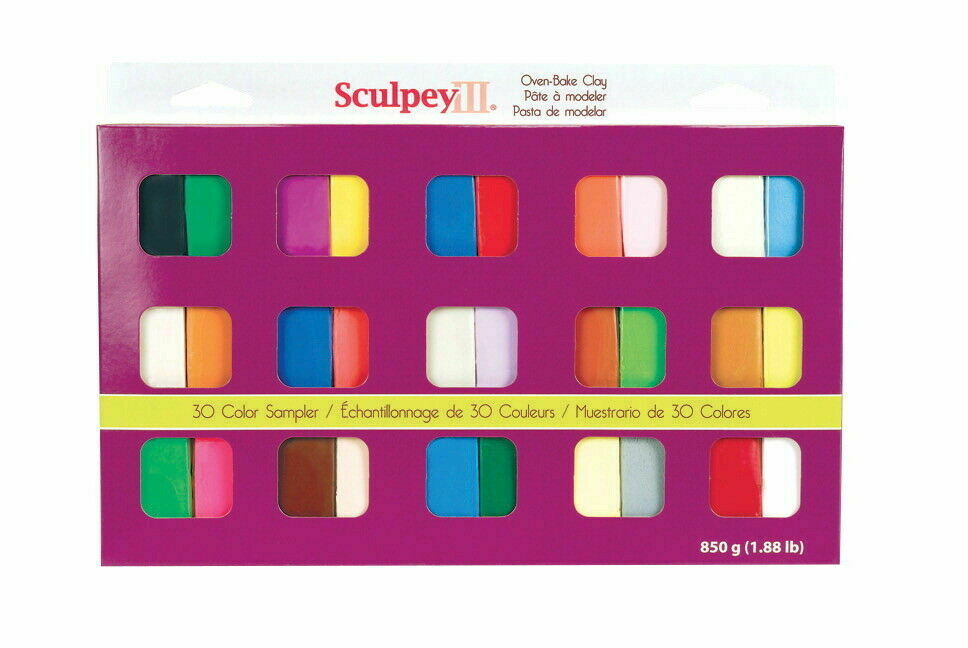 Sculpey III Polymer Modeling Compound Clay, Sampler Pack, Set of 30