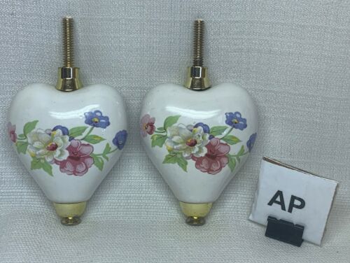 (AP) Lot Of 2 Ceramic Hearts Rose Decoration Furniture Craft; Free US Shipping