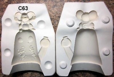 Duncan #DM644A Christmas Lil Mouse Bell Ornament Ceramic Mold (C63)