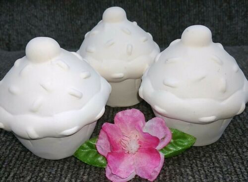 Cupcakes Ceramic Bisque set of 3  Ready to Paint 3x 2 1/4 x 2 1/4