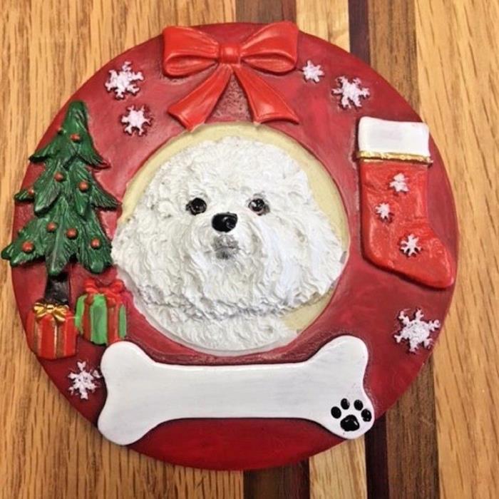 Ceramic Bisque Bichon Frise Dog Christmas Ornament - Ready to Paint, U Paint