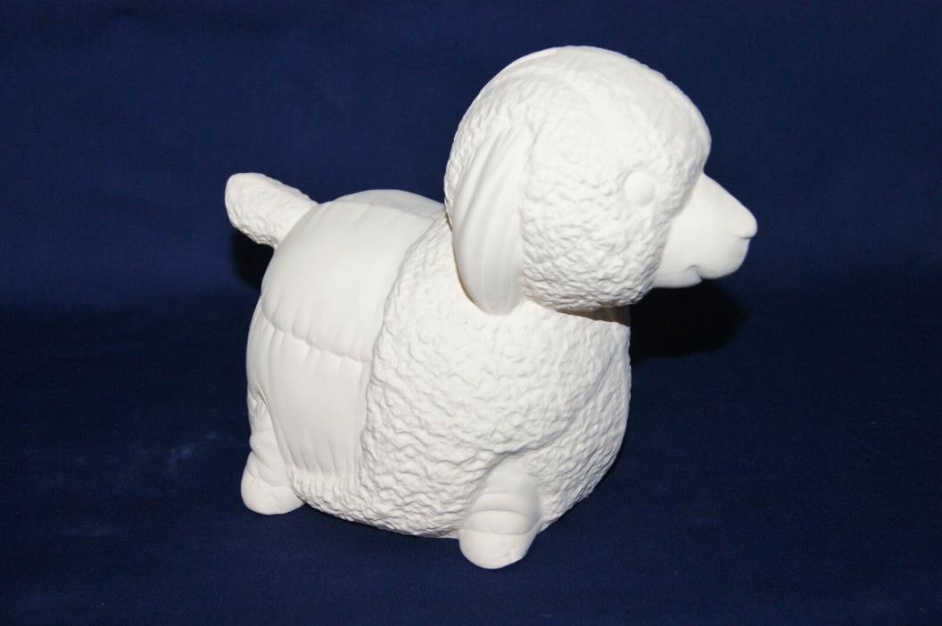 Vintage Ceramic Bisque - Ready to Paint - Lamb Sheep Still Coin Bank