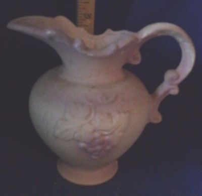 Pitcher with leaves and grapes 6 1/2 inches tall-  Ceramic Bisque NEW -Vintage