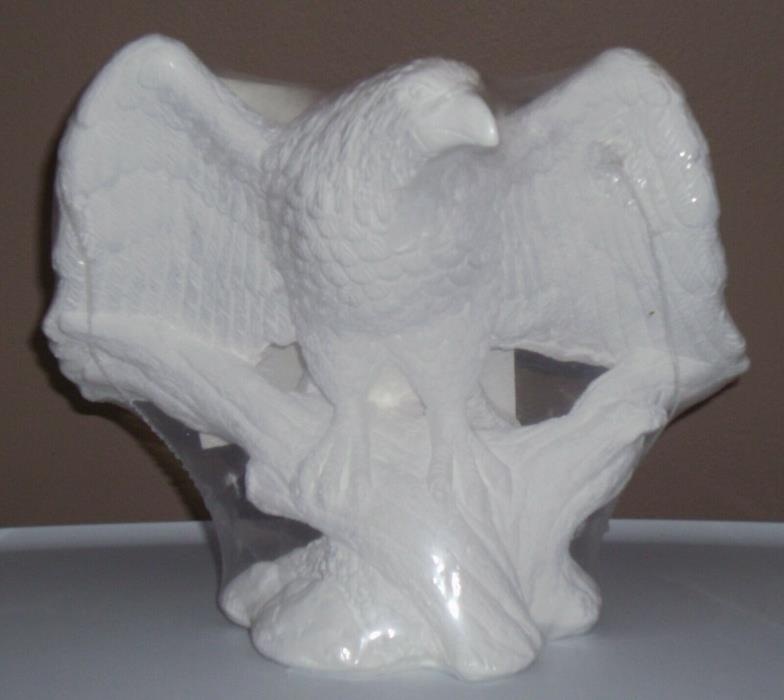 Ready To Paint Solid White Ceramic Perched Majestic Eagle Sculpture Statue