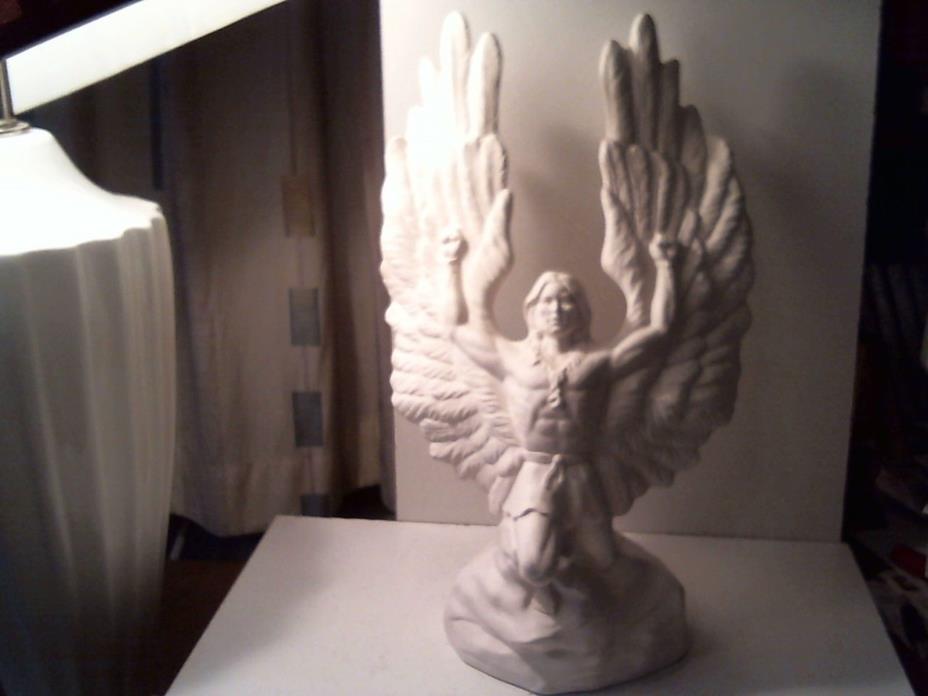 American Indian Brave With Wings Ceramic Bisque Figurine Unpainted
