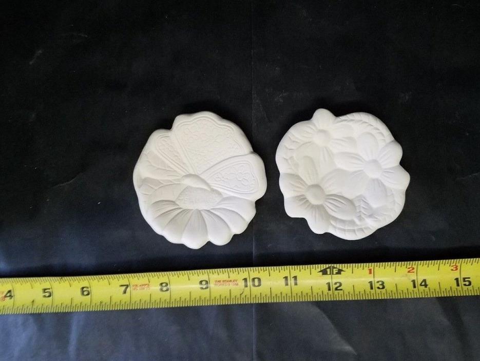 Butterfly Flower Tea Bag Holders Ready to Paint Ceramic Bisque