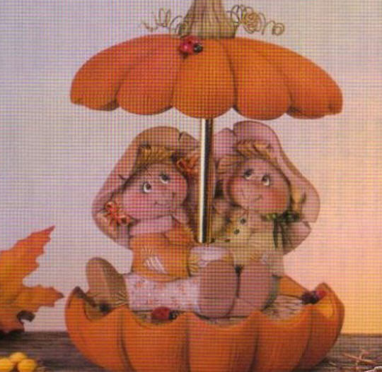 Ceramic Bisque to Paint Scarecrow Couple Pumpkin Parasol Music Box kit included