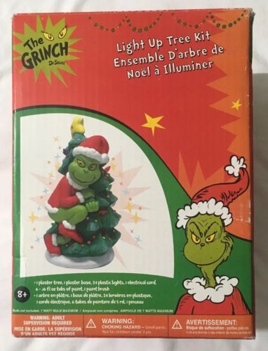 The Grinch Dr. Seuss Light Up Tree Kit Ready to Paint Plaster Lighted Tree Kit