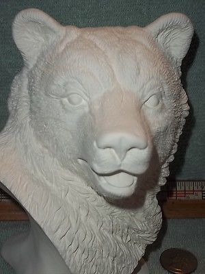 Beautiful Bear Head Bust Ceramic Bisque U-Paint Ready To Paint Bears Grizzly