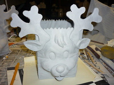 Ready to Paint Ceramic Christmas Deer Sack