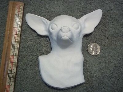 Ceramic Bisque Chihuahua Dog Head Plaque Wall  U-Paint Ready To Paint Chihuahuas