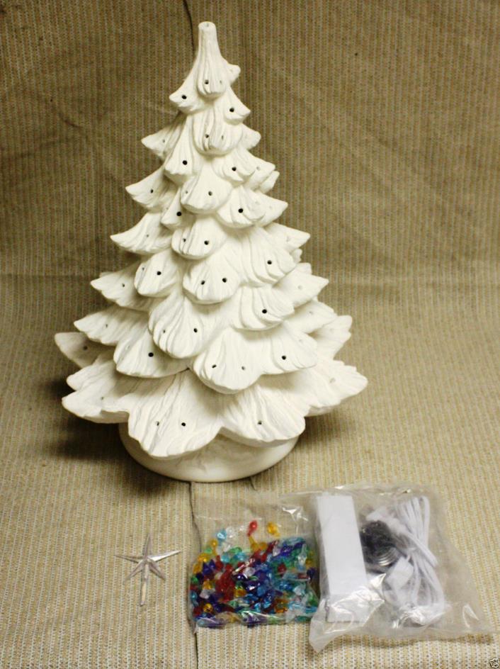 Ceramic Bisque 19 inch Christmas Tree Nowell 342 Ring Light Kit Ready To Paint