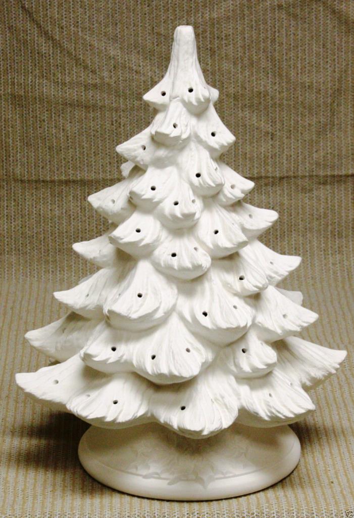 Ceramic Bisque 16 inch Christmas Tree Nowell 342 Light Kit Ready To Paint