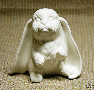 Ceramic Bisque Lop Ear Bunny Hands Out Scioto 1553 a&b U-Paint Ready To Paint