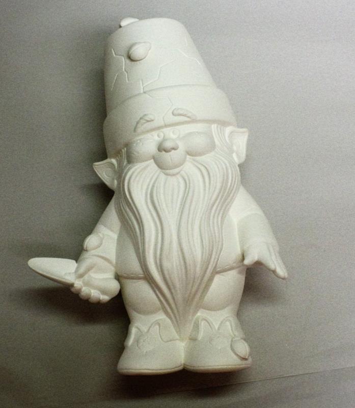 Ceramic Bisque Crack Pot Garden Gnome Donas Mold 1541 U-Paint Ready To Paint