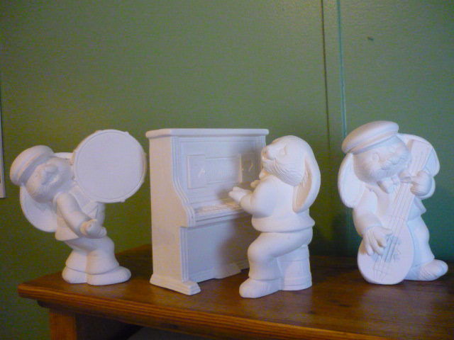4 piece Ceramic Bunny Band Ready to paint