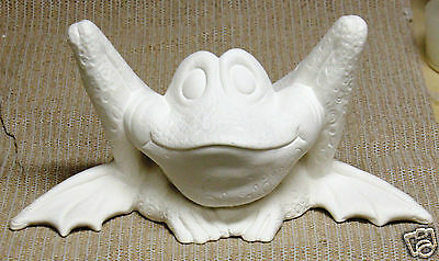 Ceramic Bisque Frog Yard Ornnment Oggy Froggy TL Design 625 Ready To Paint