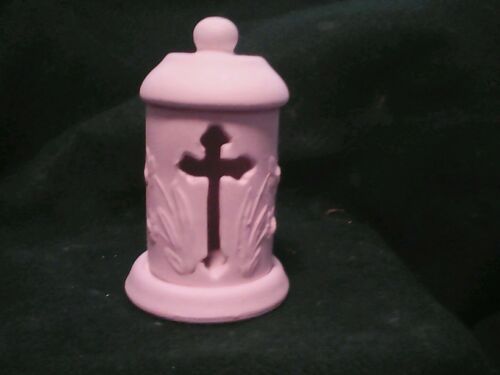 Ceramic Bisque Ready to Paint 3 piece candle holder with cross cut out