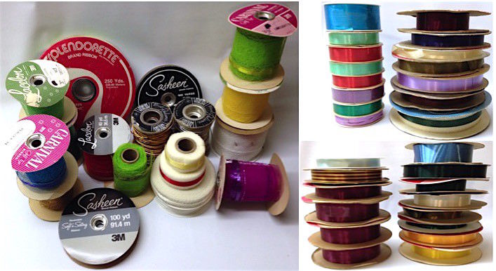 48 Vintage Rolls of Ribbon All are Used & Mostly from the 1970s