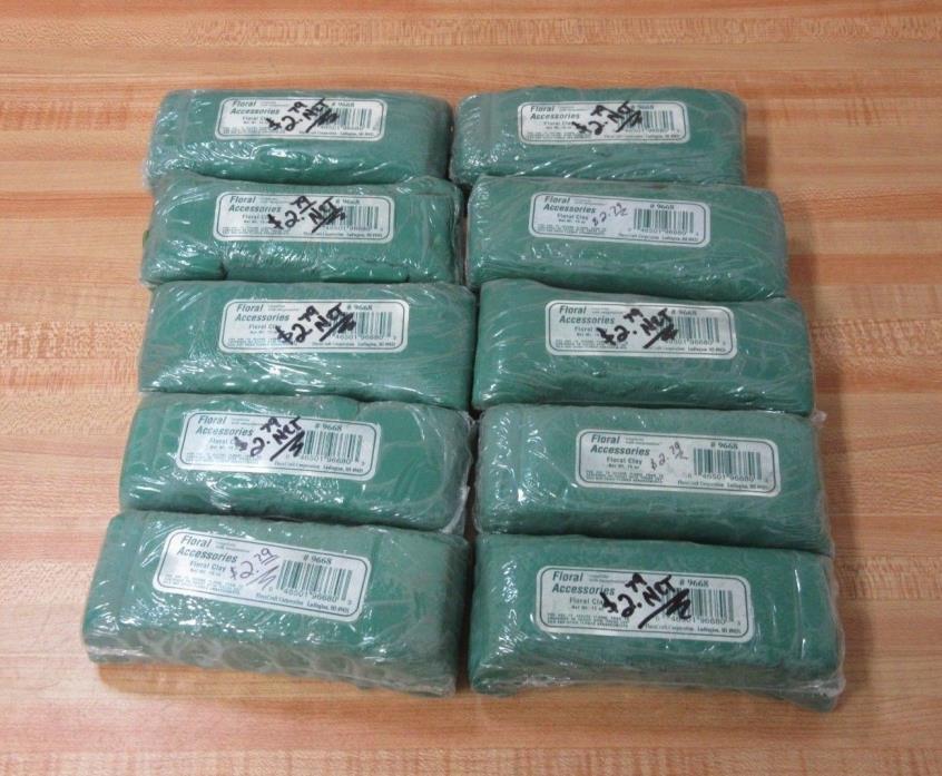 Lot of 10 Green 15oz Floral Sticky Clay Blocks Flora Craft for Flower Arranging