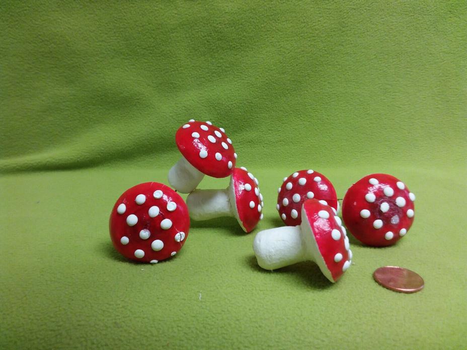 6 vintage-Red with white polka dotted mushrooms-1 1/2