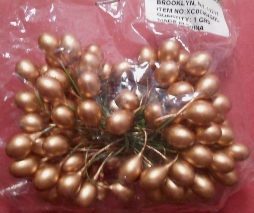 1 bunch Gold HOLLY BERRIES Double ended. Christmas, crafts, pips