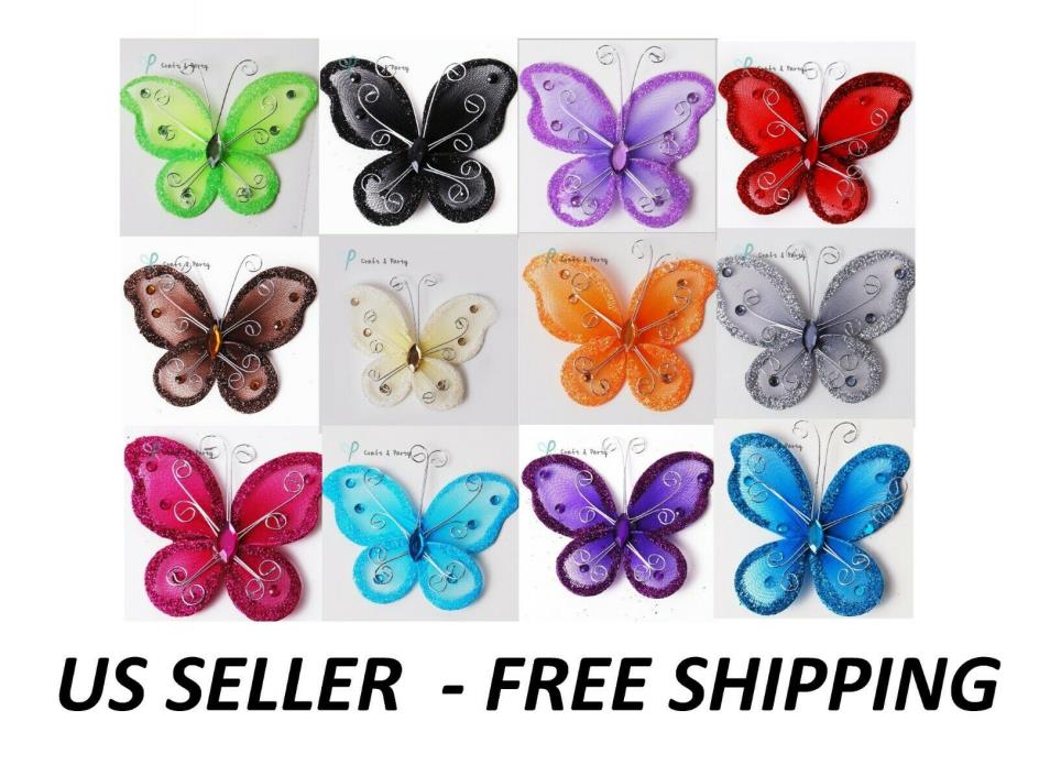 72 or 144 pcs. Nylon Organza Butterfly Wedding Quince & Party Decor 1 2 3 Inch