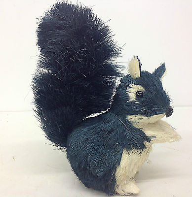 Sitting Squirrel Figurine. Sisal. Cream & Black. 8 1/2