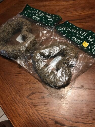 Spanish Moss Heart Rhyne Floral Supply Set of 2 Crafting New