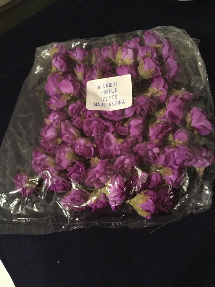 72 Piece Artificial Silk Roses Flower Heads Buds Wedding Decor Dark purple