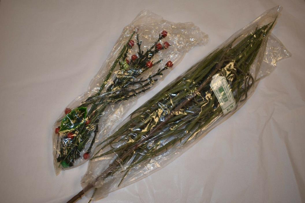 Lot of 1 epiphyite spray and 1 Christmas floral stem fake flowers floral crafts