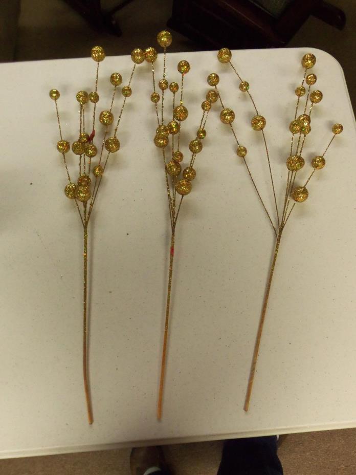 Christmas Floral Pick Gold Balls on sticks 28
