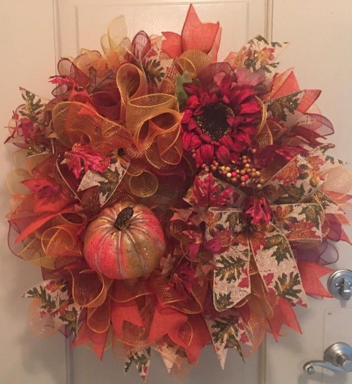 DECO MESH ~26 INCH FALL WREATH ~  WREATH'S AND MORE BY TERRI