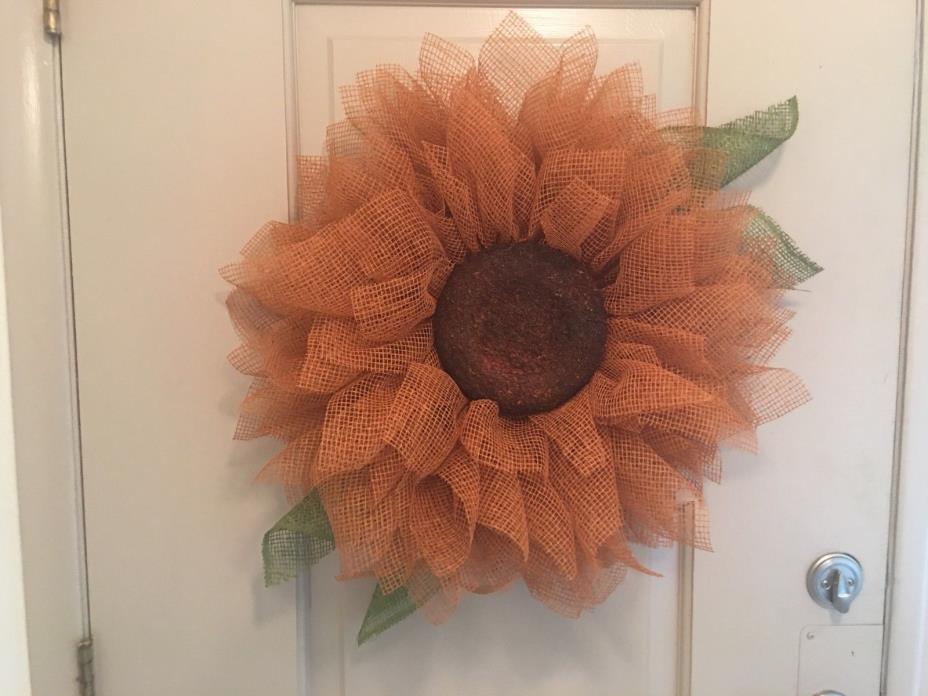 DECO MESH ~24 INCH SUNFLOWER WREATH ~  WREATH'S AND MORE BY TERRI