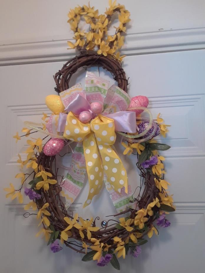 EASTER BUNNY WREATH - BEAUTIFUL FOR FRONT DOOR-FREE SHIPPING