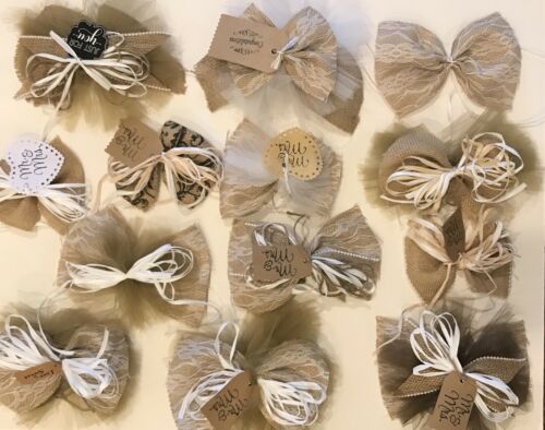 LOT 13 Burlap Decor Bows Party Wedding Shower Reception Table Gift Rustic Mr Mrs