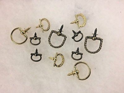 Lot #4  11 Assorted Large Screw on Plaque Rings Picture Frame Hook Hangers Brass