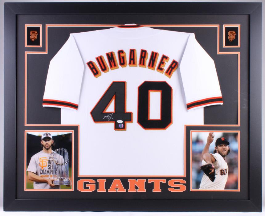 MADISON BUMGARNER Signed 35x43 Custom Framed Jersey (JSA COA) 5465