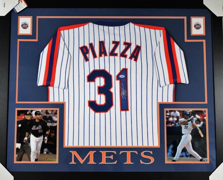 MIKE PIAZZA Signed 35x43 Custom Framed Jersey (PSA/DNA COA) 5542