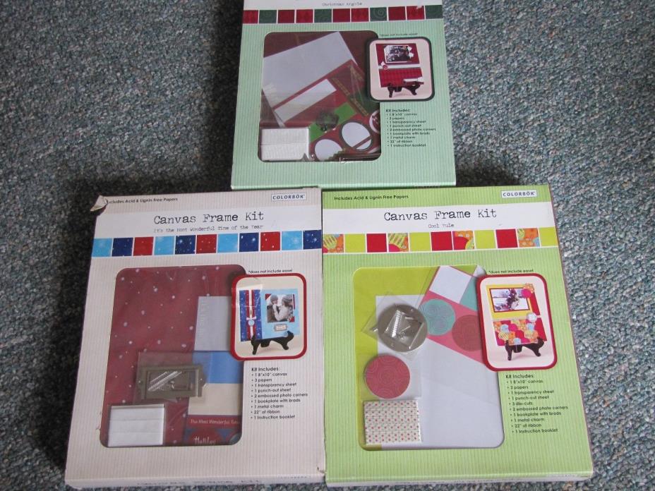 Hanging Picture Frame Kit  lot 3 Colorbox Christmas Theme Unopened Box Crafts